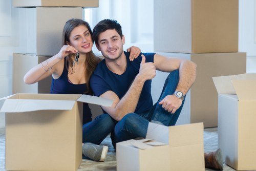 Professional movers preparing for a London relocation
