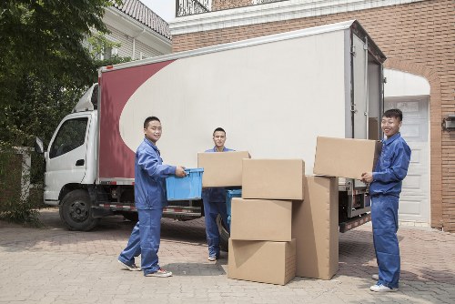 Moving truck loaded with household items ready for relocation